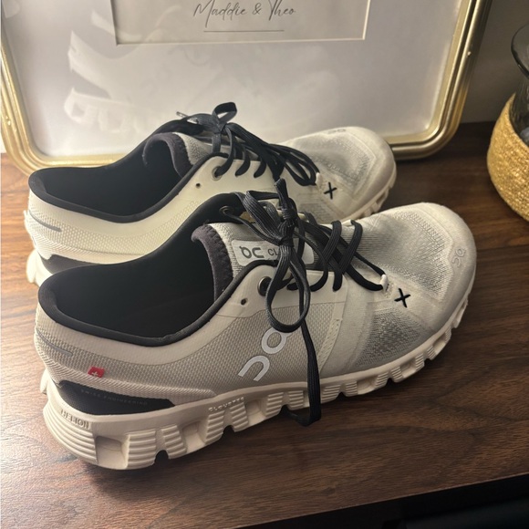 On Running Shoes - On Running Cream and Black Sneakers